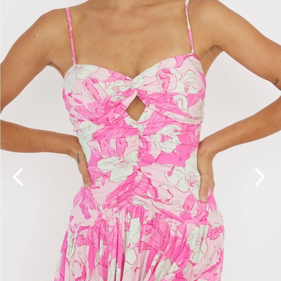 Pink Floral Maxi Dress - Picture 3 of 4